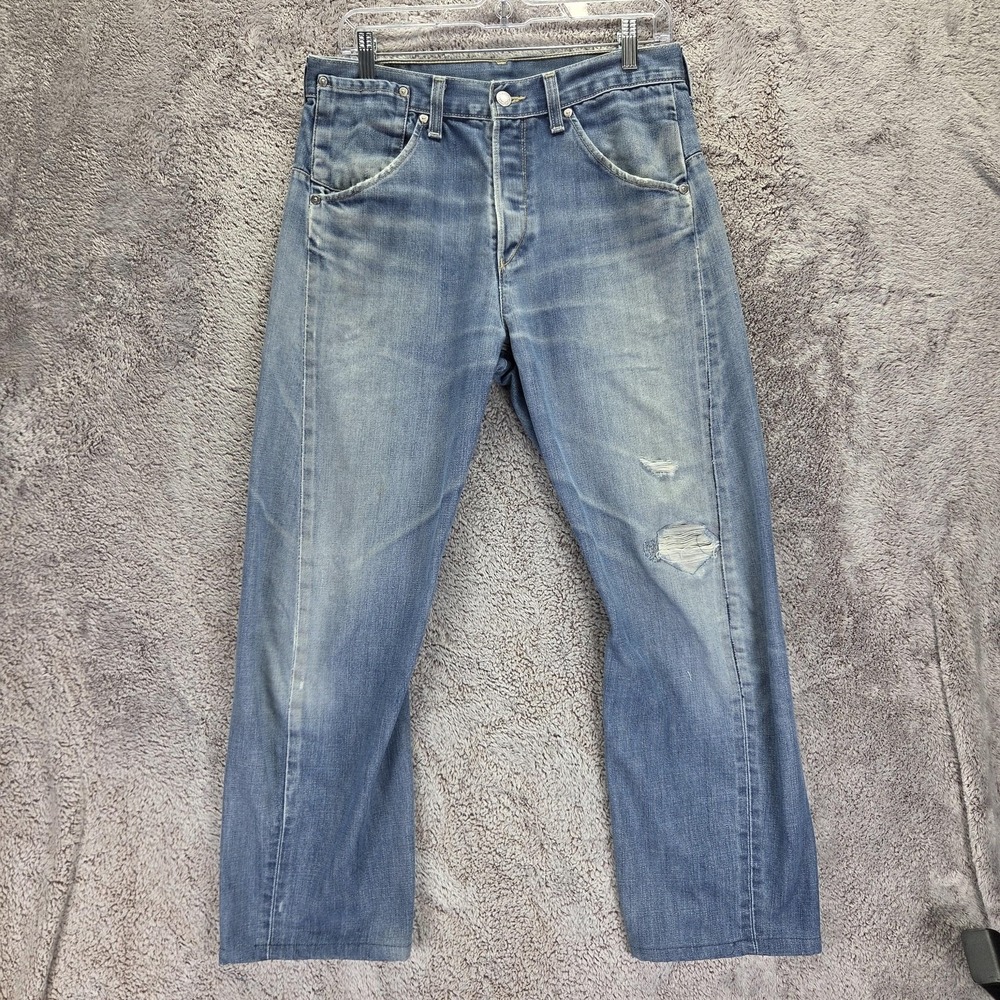VTG Levis Engineered Jeans Mens Blue Twisted Button Fly Light Wash Fits 31x26
